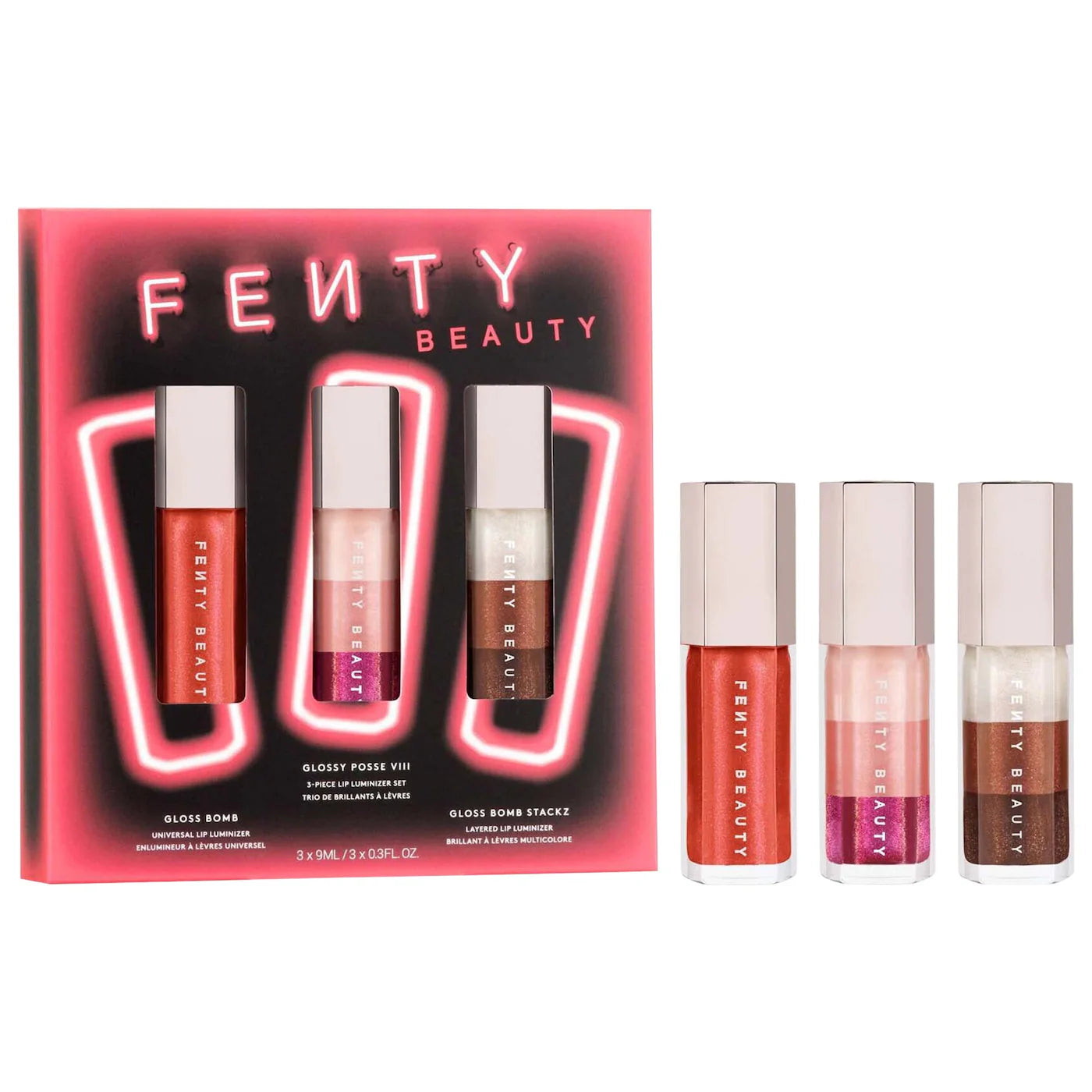 Sobre pedido: Fenty Beauty by Rihanna Glossy Posse VIII 3-Piece Lip Luminizer Set